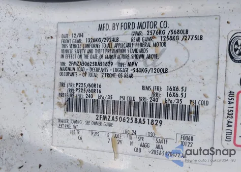 2005 Ford Freestar S from USA, damaged, VIN 2FMZA50625BA51829